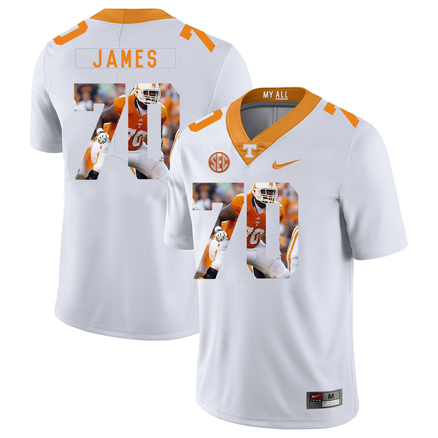 Men Tennessee Volunteers #70 James White Fashion Edition Customized NCAA Jerseys